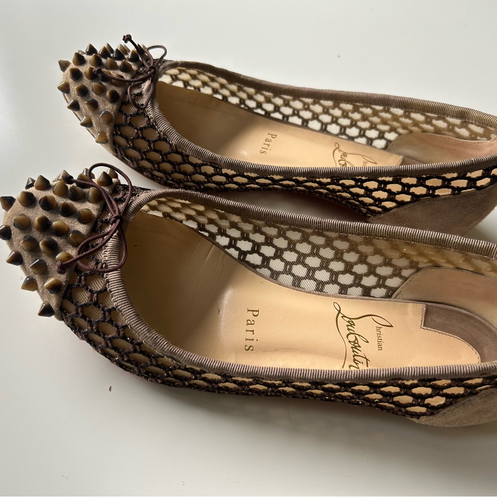 Christian Louboutin Taupe Spiked Flats (EUR 36.5 / US 6.5)